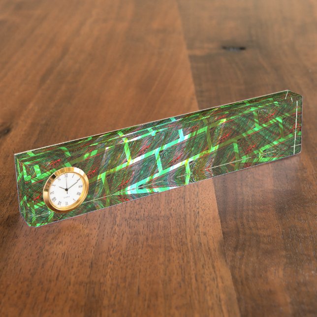 Green and stained, scratches and wall effect desk name plate (Side)