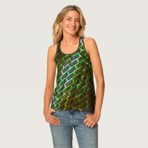 Green and stained scratches and wall effect tank top