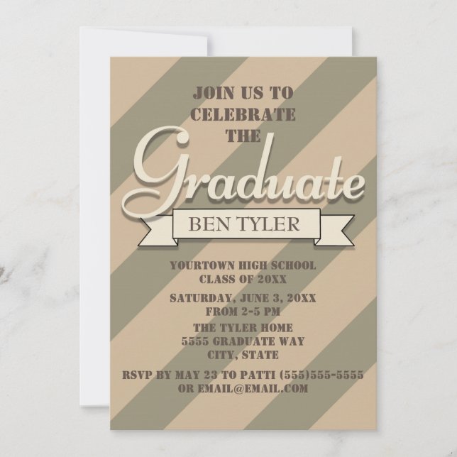 Green and Tan Camo Graduation Party Invitation (Front)
