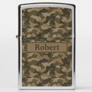 Green and Tan Camouflage Personalized Zippo Lighter