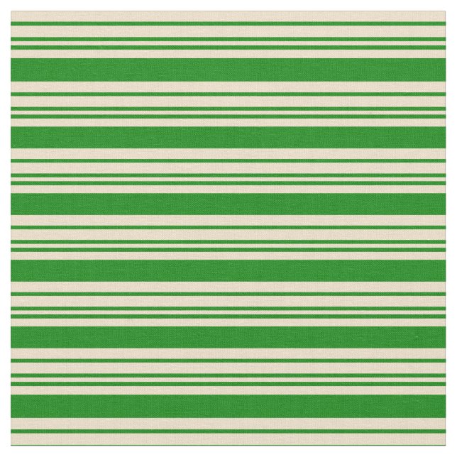 Green and Tan Colored Striped Pattern Fabric (Close Up)