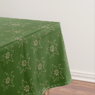 Green and Tan Edelweiss Outline Pattern Tablecloth