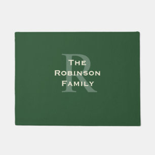 Green and Tan Family Name Monogrammed Doormat