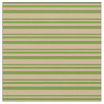 [ Thumbnail: Green and Tan Lines/Stripes Pattern Fabric ]