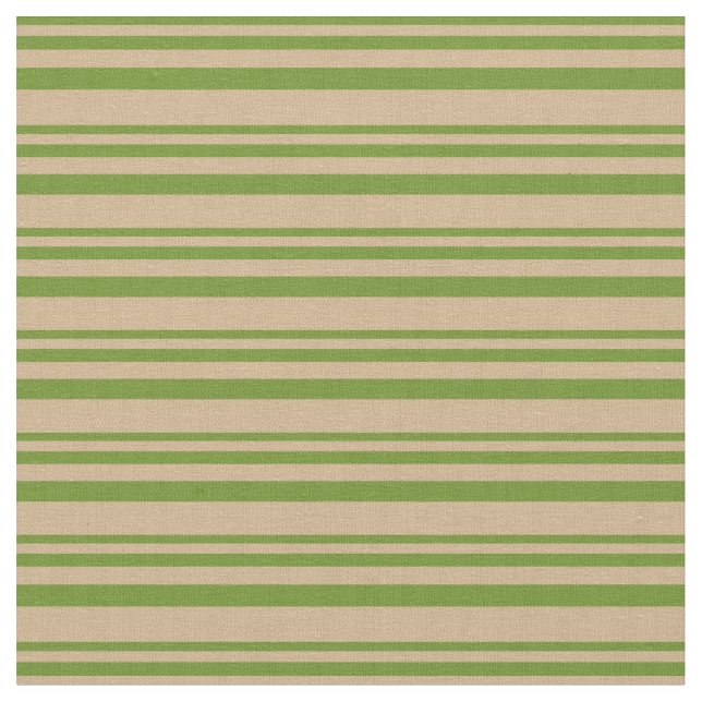 Green and Tan Lines/Stripes Pattern Fabric (Close Up)