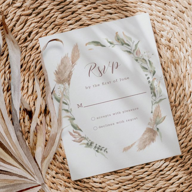 Green And Tan Pampas Grass Wedding Response Cards (Creator Uploaded)
