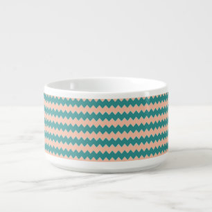 Green and Tan ZigZag Chevron Bowl