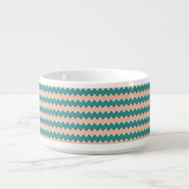 Green and Tan ZigZag Chevron Bowl (Center)