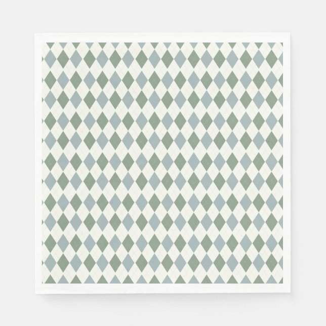 Green and Taupe Argyle Pattern-Elegant  Versatile Napkins (Front)