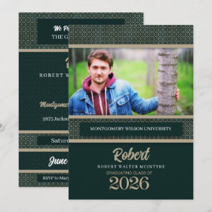 Green and Taupe Graduation Class 2026 Photo Invitation