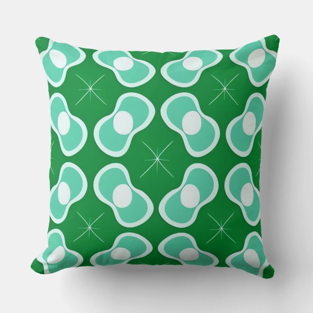 Green and Teal Abstract Pattern Throw Pillow (Front)