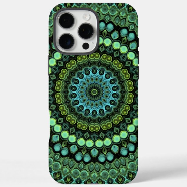 Green and Teal Kaleidoscope Mandala Pattern Case-Mate iPhone Case (Back)
