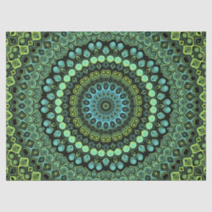 Green and Teal Kaleidoscope Mandala Pattern Tissue Paper