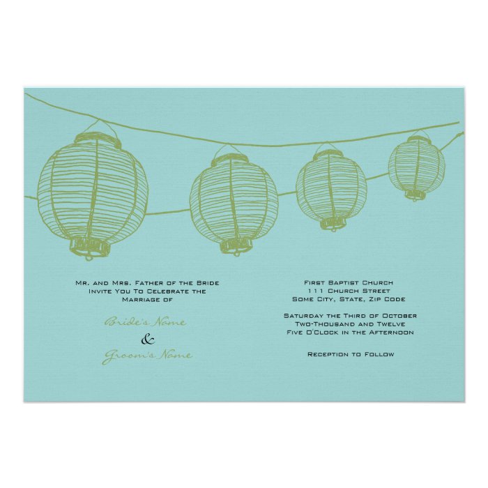 Green and Teal Lanterns Wedding Invitation