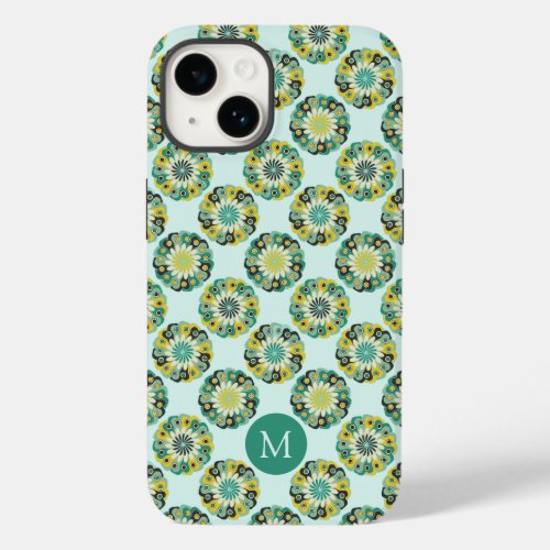 Green and Teal Modern Geometric Flower Pattern Case_Mate iPhone 14 Case