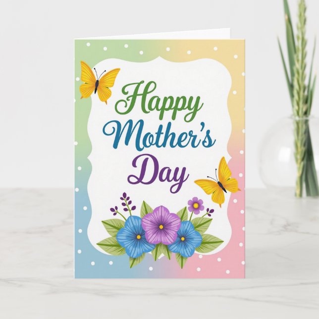 Green And Teal Mothers Day Card (Front)