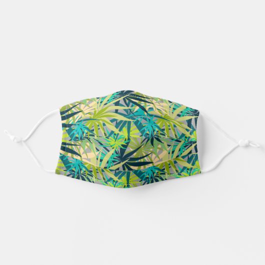 Green and Teal Palm Trees Tropical Plants Adult Cloth Face Mask (Front, Unfolded)