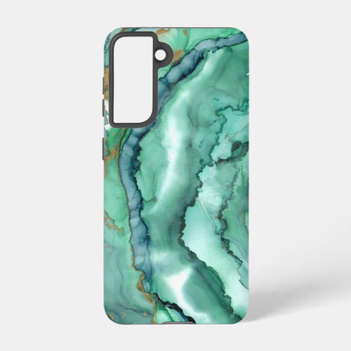 Green and Turquoise Abstract Watercolor Marble  Samsung Galaxy S21 Case