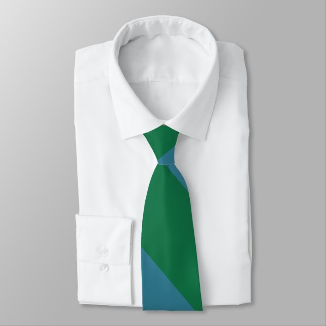 Green and Turquoise Broad University Stripe Tie (Tied)