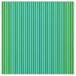 [ Thumbnail: Green and Turquoise Lines/Stripes Pattern Fabric ]