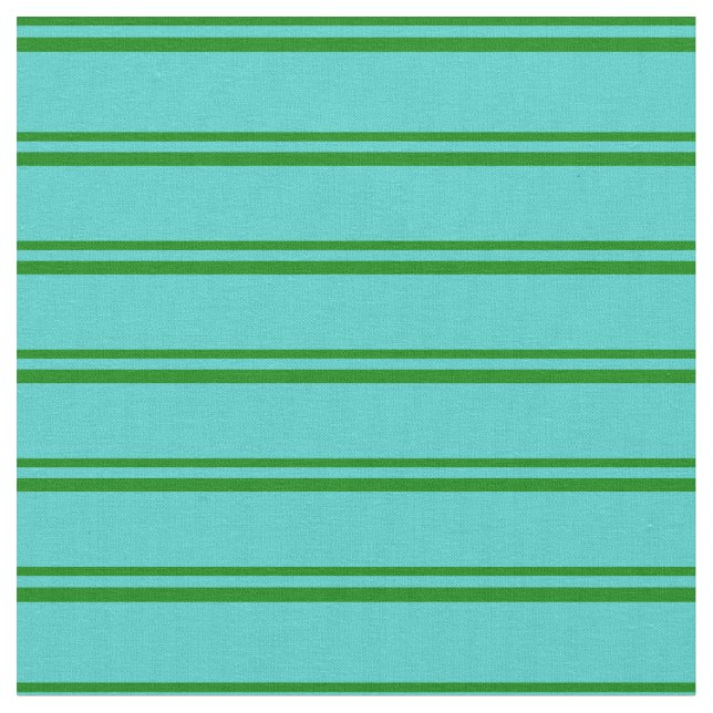 Green and Turquoise Striped Pattern Fabric (Close Up)