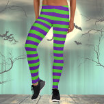 Green and violet stripes  leggings<br><div class="desc">Striped Halloween Leggings for Women. Spread joy around you during the fall season with a bit of color!</div>