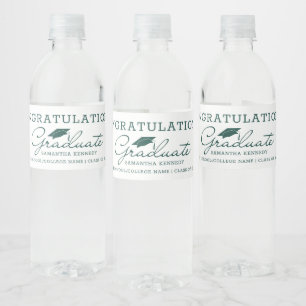 Green And White 2025 Graduate Graduation Party Water Bottle Label