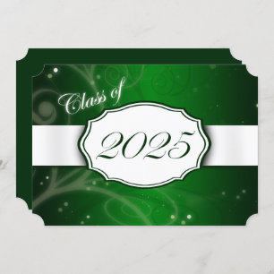 Green and White 2025 Graduation Party Invitation