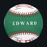Green and white 50th birthday modern chic baseball<br><div class="desc">Green,  red and white 50th birthday modern chic design. Colors can be changed</div>