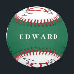 Green and white 50th birthday modern chic baseball<br><div class="desc">Green,  red and white 50th birthday modern chic design. Colors can be changed</div>