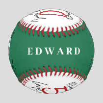Green and white 50th birthday modern chic baseball