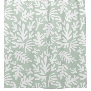 Green and white abstract boho Modern Pattern Shower Curtain