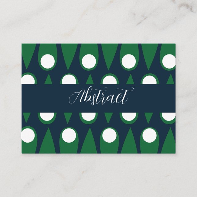 Green and White Abstract Pattern Business Card (Front)