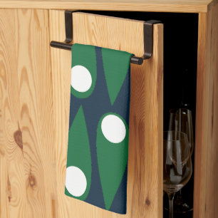 Green and White Abstract Pattern Kitchen Towel