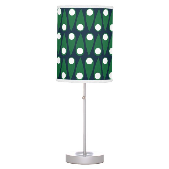 Green and White Abstract Pattern Table Lamp (Front)