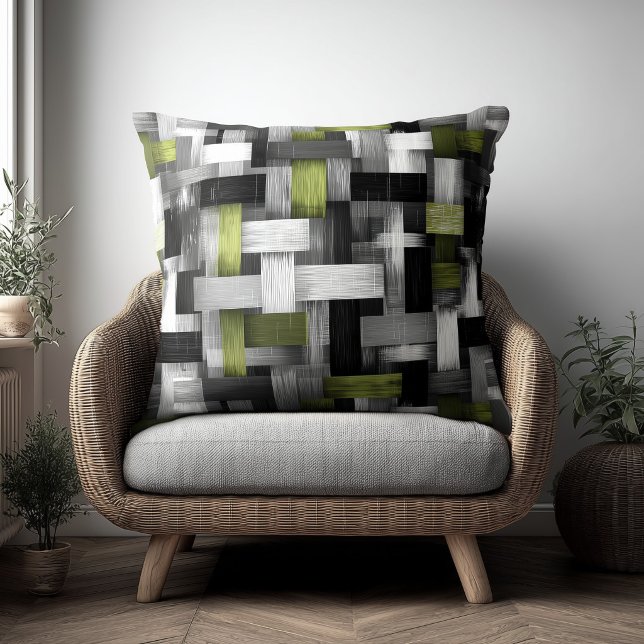 Green and White Abstract Pattern Throw Pillow (Creator Uploaded)