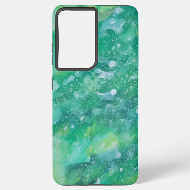 Green and White Abstract Samsung Galaxy Case (Back)