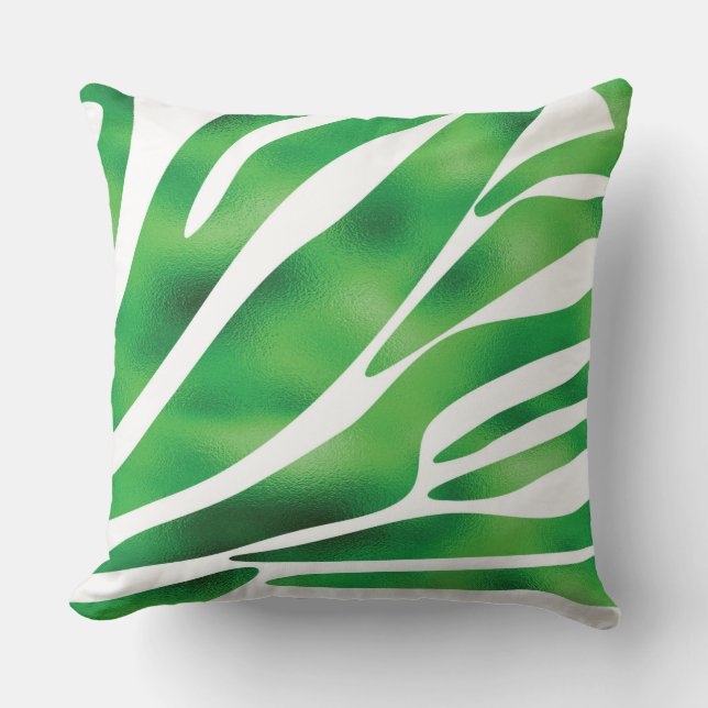 Green and White Abstract Stripes  Throw Pillow (Front)