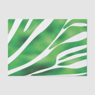 Green and White Abstract Stripes Tissue Paper