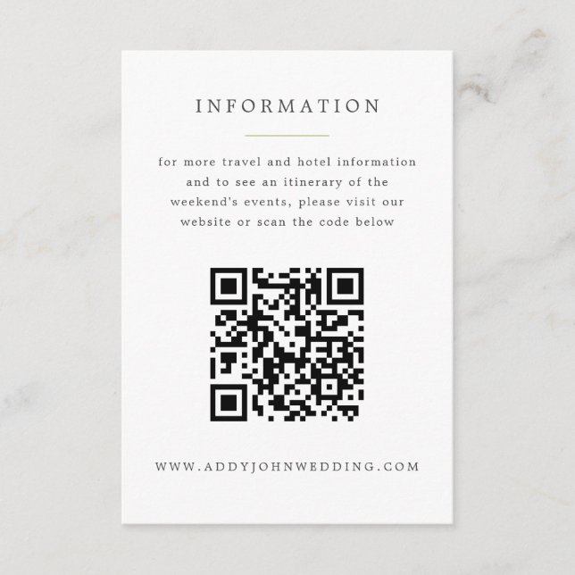 Green and White and Hydrangea Information Enclosure Card (Front)