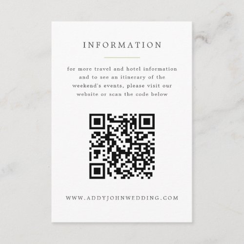Green and White and Hydrangea Information Enclosure Card