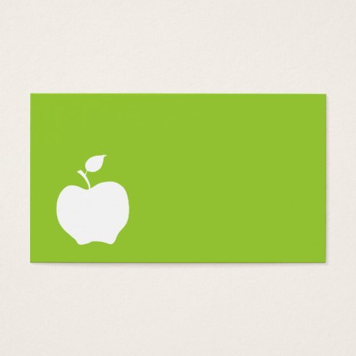 Customizable Green and White Apple Business Cards