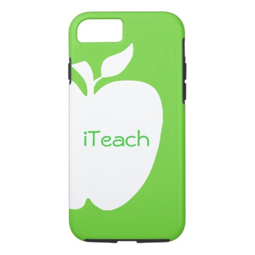 Green and White Apple Teachers iPhone 7 case