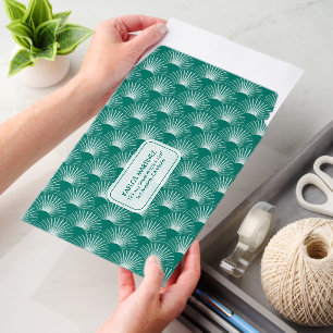 Green and White Art Deco Pattern Envelope Mailers