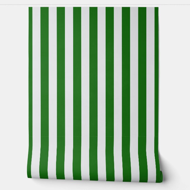 Green and white awning stripe  wallpaper  (Unrolling)