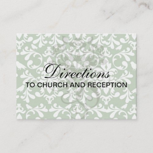 green and white bird damask pattern business card template
