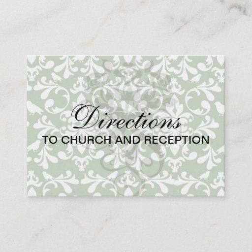 Customizable green and white bird damask pattern business card template