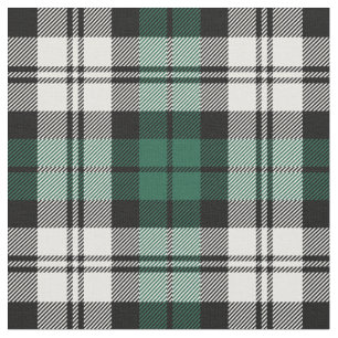 Green and White Black Watch Tartan Plaid Holiday Fabric