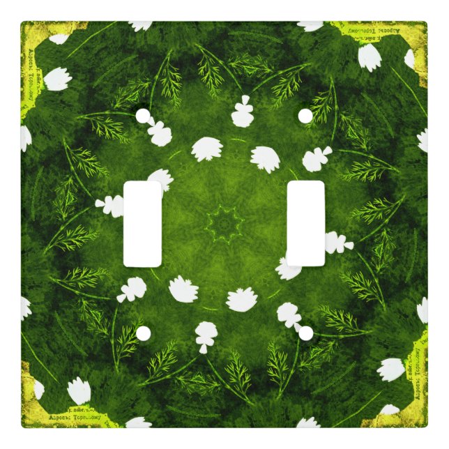 Green and white Blossoming Floral  Light Switch Cover (Front)