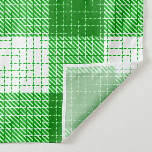 Green and White Bold Checkered Plaid Design  Fabric